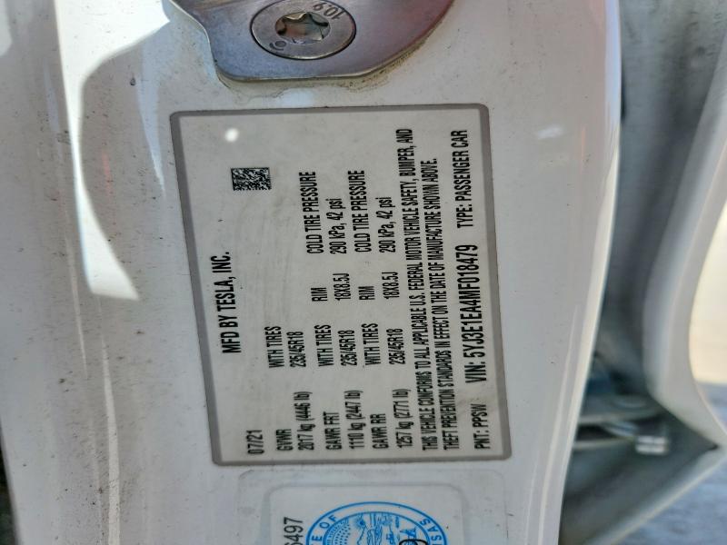 Продажа на аукционе авто 2021 Tesla Model 3, vin: 5YJ3E1EA4MF018479, номер лота: 57025066