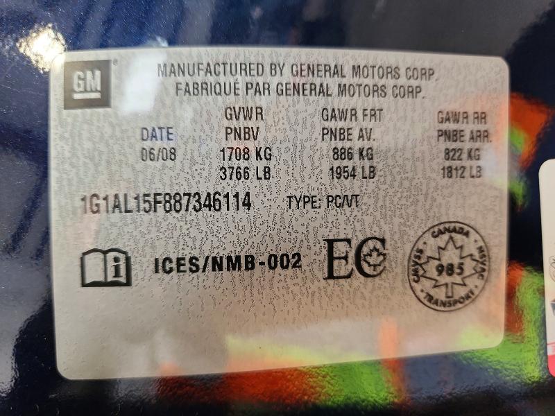 Продажа на аукционе авто 2008 Chevrolet Cobalt, vin: 1G1AL15F887346114, номер лота: 55050476