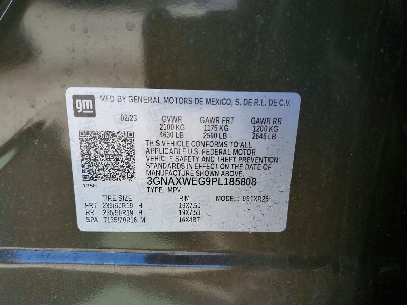 Aukcja sprzedaży 2023 Chevrolet Equinox, vin: 3GNAXWEG9PL185808, numer aukcji: 56407156