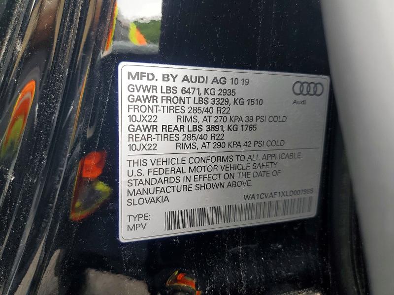 Aukcja sprzedaży 2020 Audi Q8, vin: WA1CVAF1XLD007985, numer aukcji: 57816746