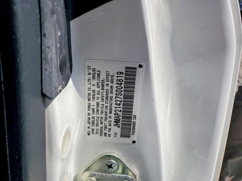 2007 Honda S2000 მანქანა იყიდება აუქციონზე, vin: JHMAP21427S004819, აუქციონის ნომერი: 57597316