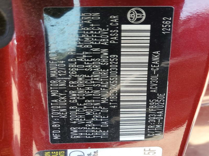 Продажа на аукционе авто 2005 Toyt Camry, vin: 4T1BE32K55U030259, номер лота: 58264876