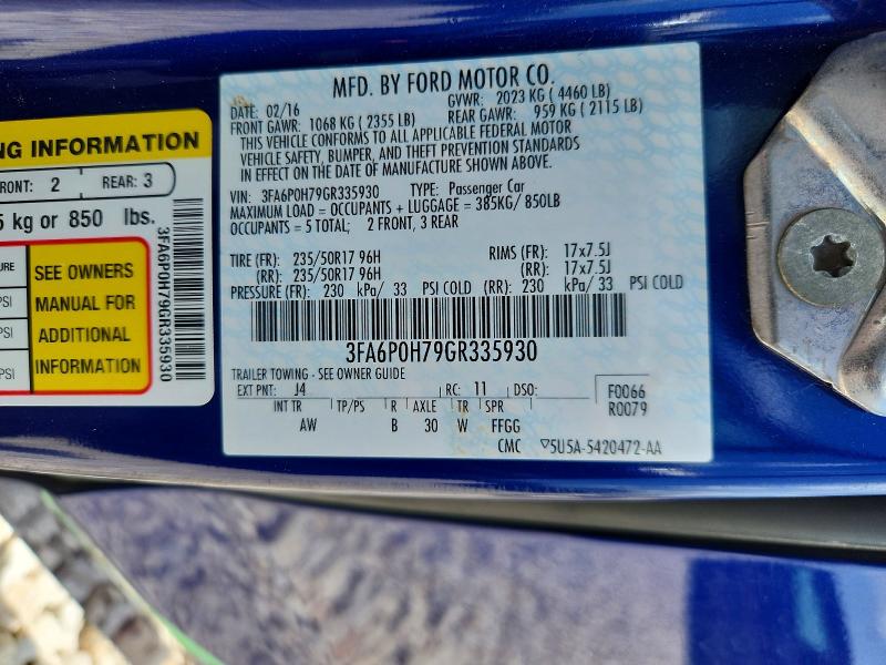 Продажа на аукционе авто 2016 Ford Fusion, vin: 3FA6P0H79GR335930, номер лота: 85963425