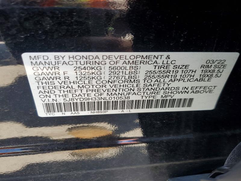 Продажа на аукционе авто 2022 Acura Mdx, vin: 5J8YD9H33NL010538, номер лота: 56733396