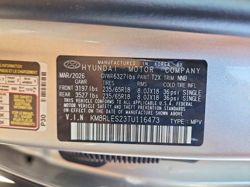 2026 Hyundai Palisade მანქანა იყიდება აუქციონზე, vin: KM8RLES23TU116473, აუქციონის ნომერი: 58376136