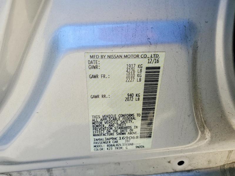 2017 Nissan Altima მანქანა იყიდება აუქციონზე, vin: 1N4AL3AP9HC169068, აუქციონის ნომერი: 57052776