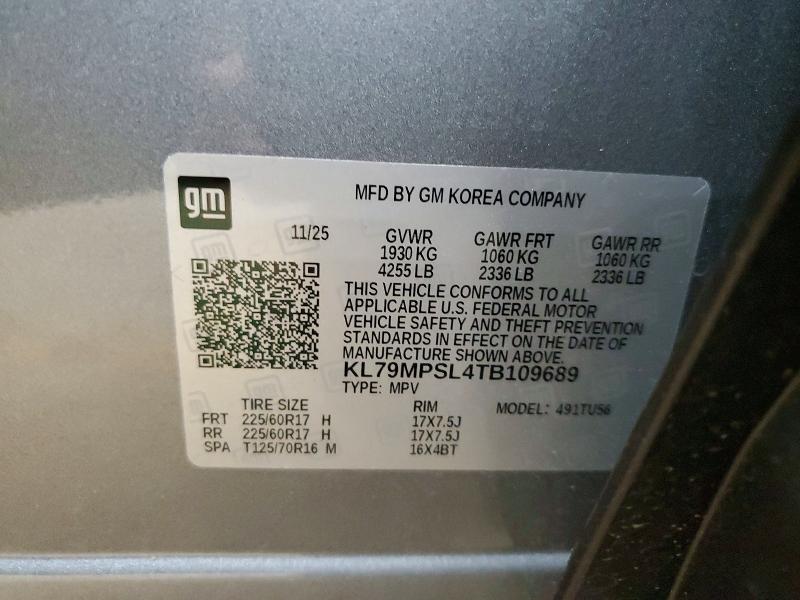 Aukcja sprzedaży 2026 Chevrolet Trailblazer, vin: KL79MPSL4TB109689, numer aukcji: 58017666