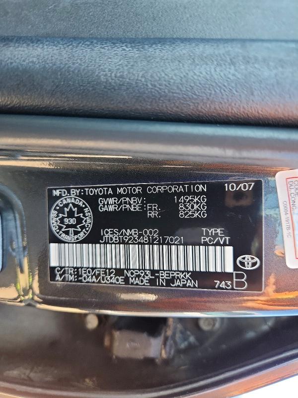 Продажа на аукционе авто 2008 Toyota Yaris, vin: JTDBT923481217021, номер лота: 56320206