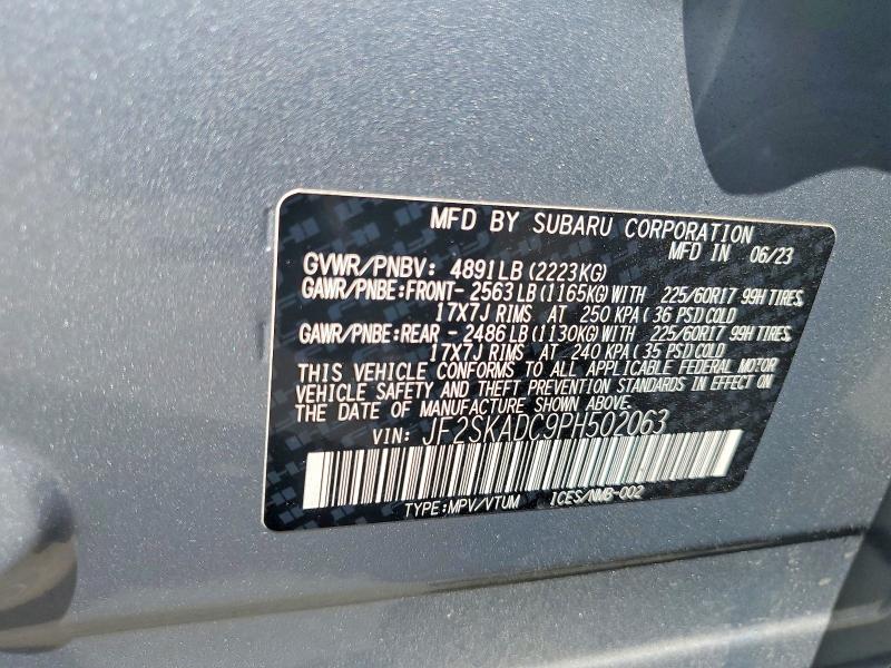 Aukcja sprzedaży 2023 Subaru Forester, vin: JF2SKADC9PH502063, numer aukcji: 57746976