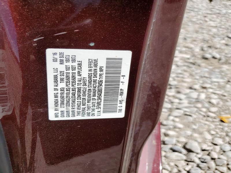 Aukcja sprzedaży 2016 Honda Odyssey, vin: 5FNRL5H94GB079456, numer aukcji: 55760936