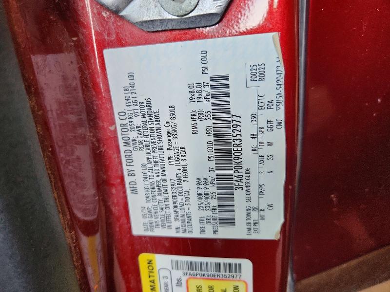 Продаж на аукціоні авто 2014 Ford Fusion 4d 2wd Titani, vin: 3FA6P0K90ER352977, номер лоту: 56430506
