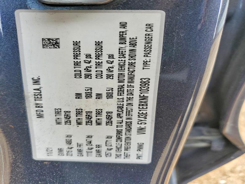 Продаж на аукціоні авто 2022 Tesla Model 3, vin: 5YJ3E1EBXNF103983, номер лоту: 56744576