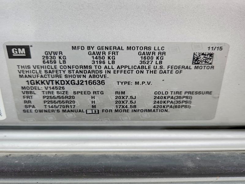 Aukcja sprzedaży 2016 Gmc Acadia, vin: 1GKKVTKDXGJ216636, numer aukcji: 58279916