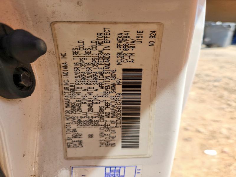 2004 Toyota Sienna მანქანა იყიდება აუქციონზე, vin: 5TDZA23C64S127540, აუქციონის ნომერი: 56140806