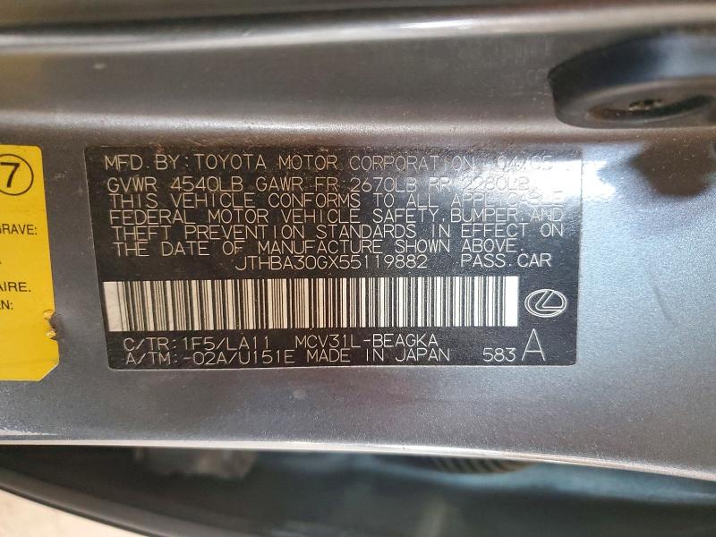 Продаж на аукціоні авто 2005 Lexus Es, vin: JTHBA30GX55119882, номер лоту: 57191506