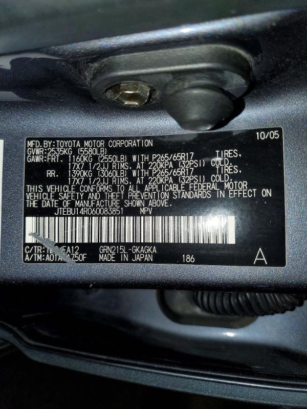 2006 Toyota 4runner მანქანა იყიდება აუქციონზე, vin: JTEBU14R060083851, აუქციონის ნომერი: 56121536