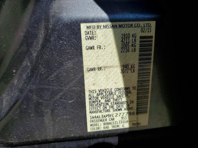 Продаж на аукціоні авто 2015 Nissan Altima, vin: 1N4AL3AP9FC277798, номер лоту: 56334016