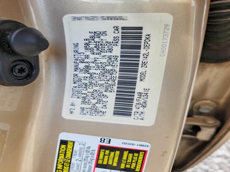 2013 Toyota Corolla მანქანა იყიდება აუქციონზე, vin: 5YFBU4EE7DP157349, აუქციონის ნომერი: 56347856