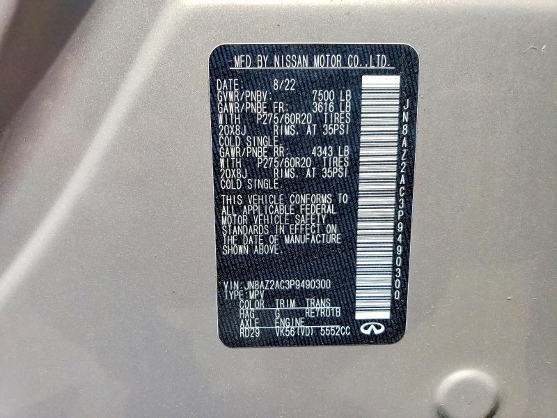 Продаж на аукціоні авто 2023 Infiniti Qx80, vin: JN8AZ2AC3P9490300, номер лоту: 56959086