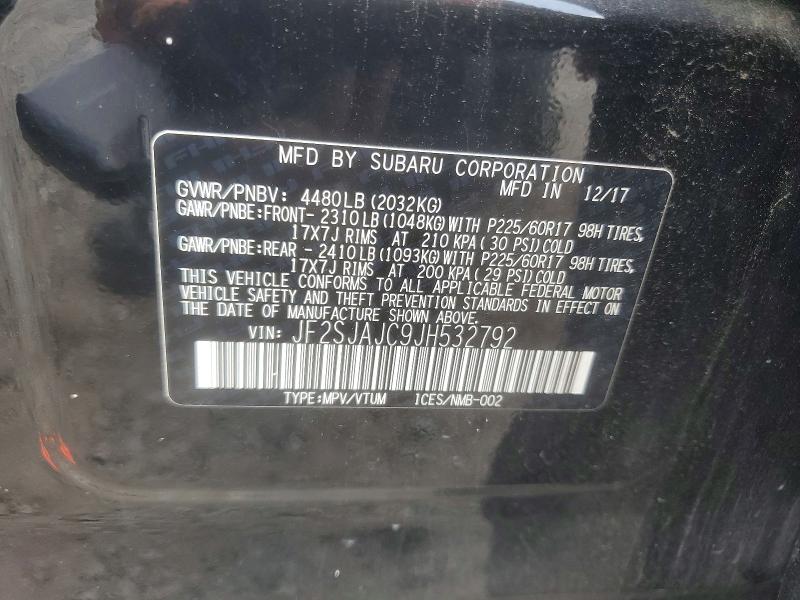 59061826 :رقم المزاد ، JF2SJAJC9JH532792 vin ، 2018 Subaru Forester مزاد بيع