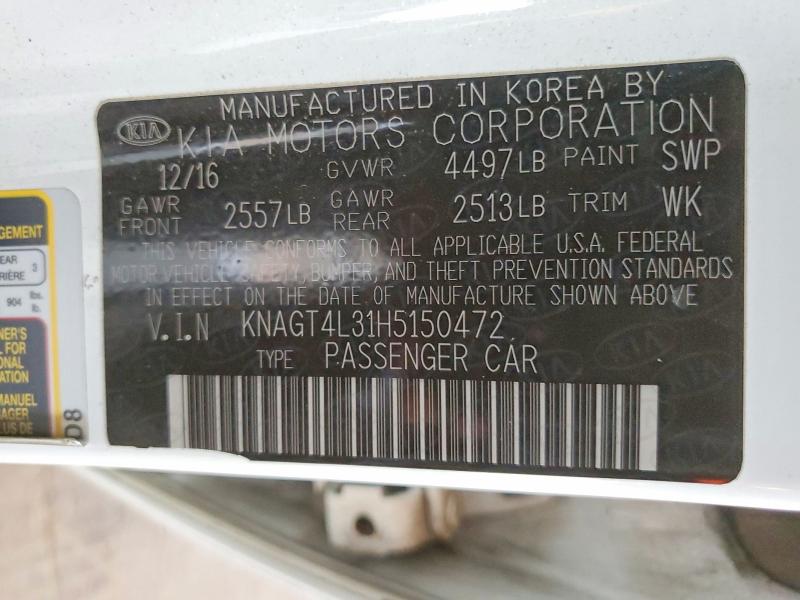 Продажа на аукционе авто 2017 Kia Optima, vin: KNAGT4L31H5150472, номер лота: 56294546