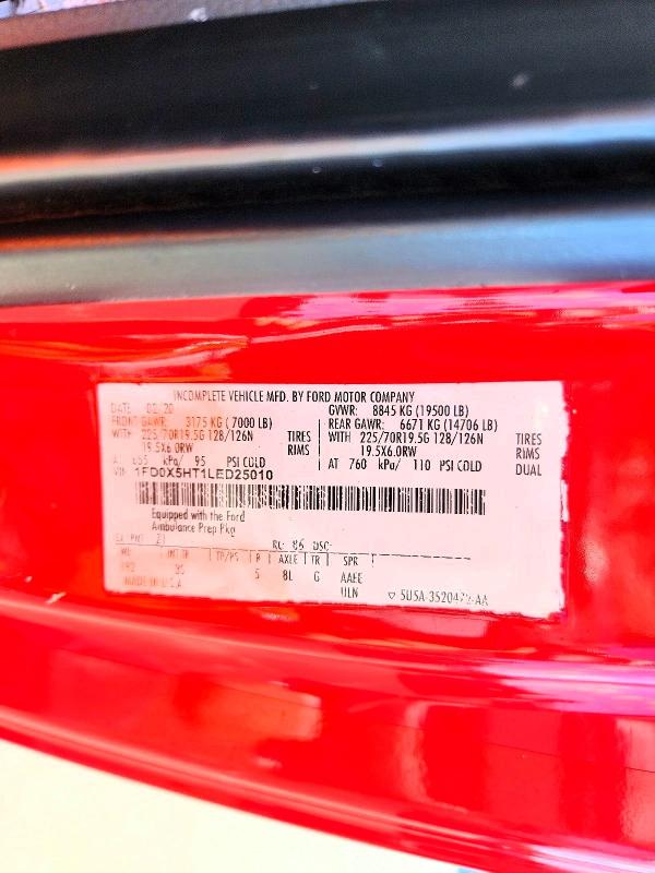 56371356 :رقم المزاد ، 1FD0X5HT1LED25010 vin ، 2020 Ford F550 مزاد بيع