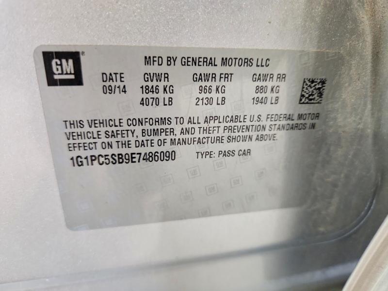 2014 Chevrolet Cruze მანქანა იყიდება აუქციონზე, vin: 1G1PC5SB9E7486090, აუქციონის ნომერი: 59222846