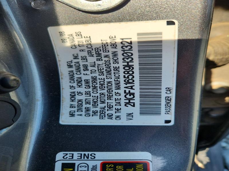 2009 Honda Civic მანქანა იყიდება აუქციონზე, vin: 2HGFA16589H301321, აუქციონის ნომერი: 55967596