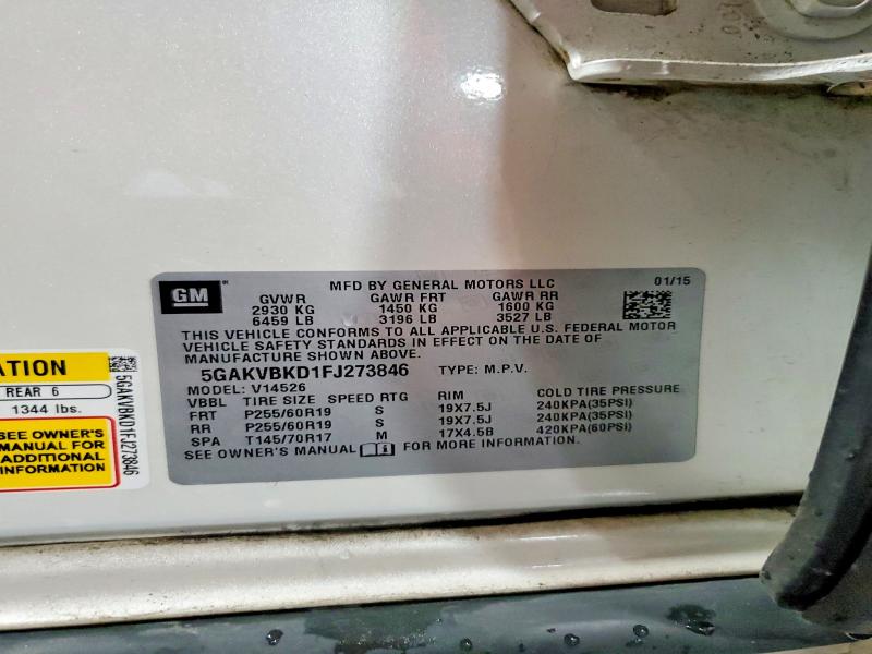 Продаж на аукціоні авто 2015 Buick Enclave, vin: 5GAKVBKD1FJ273846, номер лоту: 58931546
