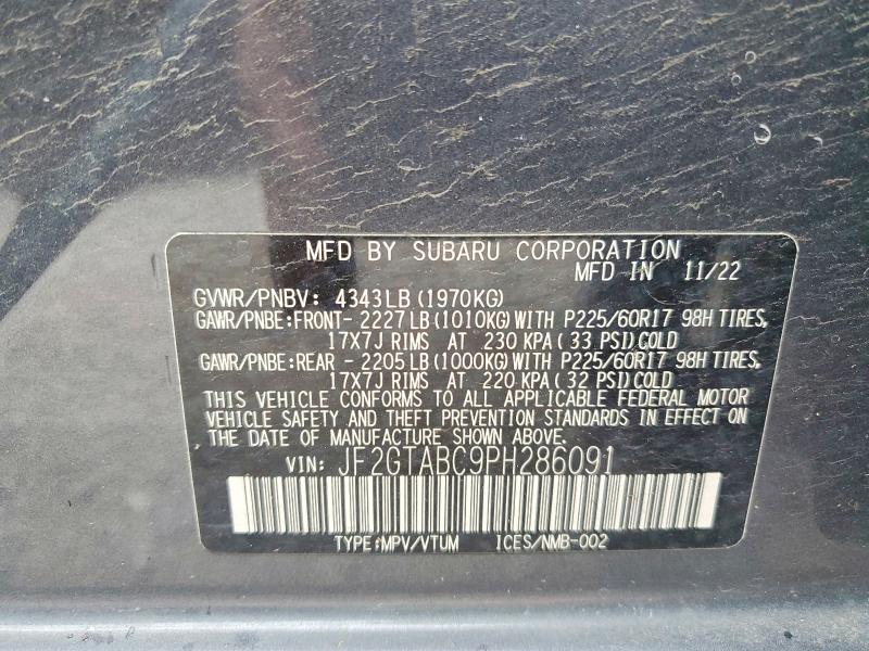 Aukcja sprzedaży 2023 Subaru Crosstrek, vin: JF2GTABC9PH286091, numer aukcji: 56085966