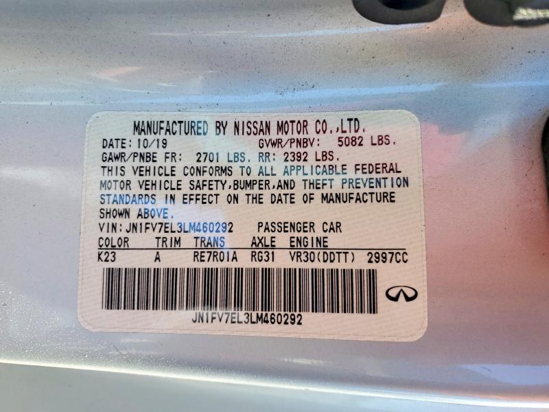 55932806 :رقم المزاد ، JN1FV7EL3LM460292 vin ، 2020 Infiniti Q60 مزاد بيع
