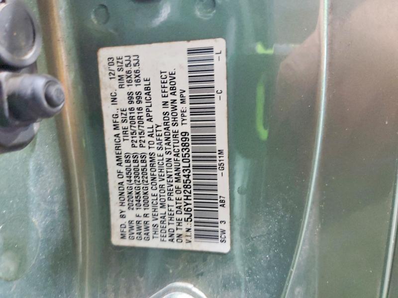 56990766 :رقم المزاد ، 5J6YH28543L053899 vin ، 2003 Honda Element مزاد بيع