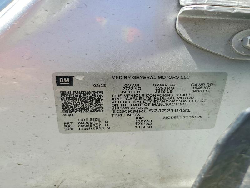 Auction sale of the 2018 Gmc Acadia, vin: 1GKKNRLS2JZ210421, lot number: 54905536