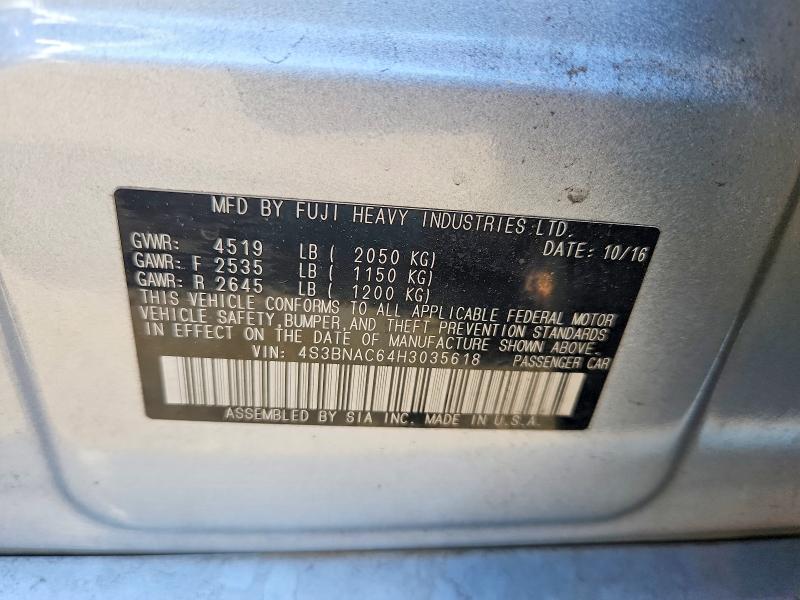 Продажа на аукционе авто 2017 Subaru Legacy, vin: 4S3BNAC64H3035618, номер лота: 58227116