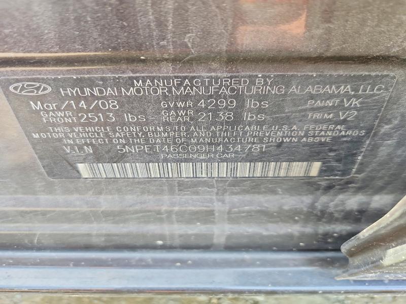 Aukcja sprzedaży 2009 Hyundai Sonata, vin: 5NPET46C09H434781, numer aukcji: 58617686