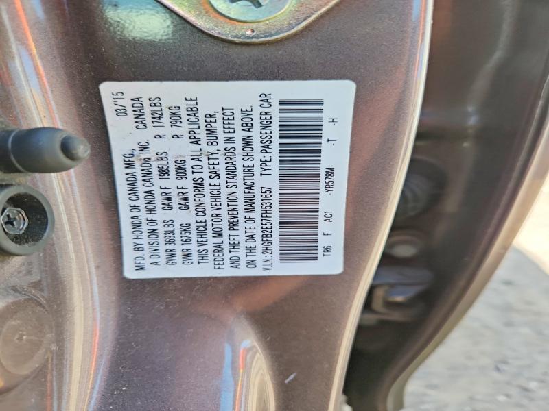 Aukcja sprzedaży 2015 Honda Civic, vin: 2HGFB2E57FH531657, numer aukcji: 56244736