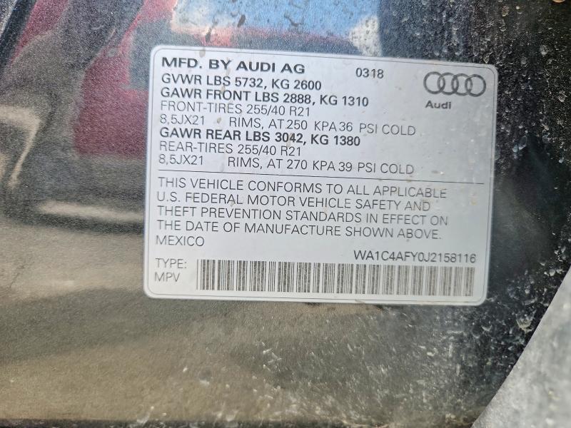 56123046 :رقم المزاد ، WA1C4AFY0J2158116 vin ، 2018 Audi Sq5 مزاد بيع