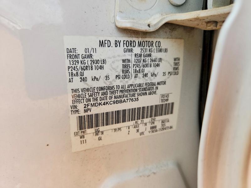 2011 Ford Edge მანქანა იყიდება აუქციონზე, vin: 2FMDK4KC9BBA77635, აუქციონის ნომერი: 79135615