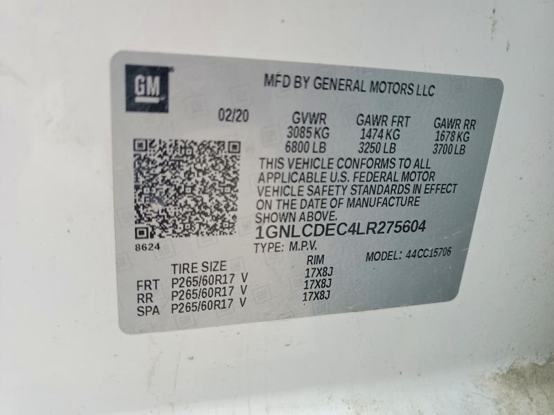 Aukcja sprzedaży 2020 Chevrolet Tahoe, vin: 1GNLCDEC4LR275604, numer aukcji: 55228766