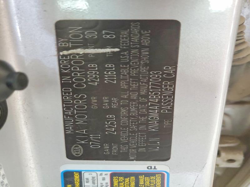 Aukcja sprzedaży 2011 Kia Optima, vin: KNAGM4A74B5177093, numer aukcji: 54465886