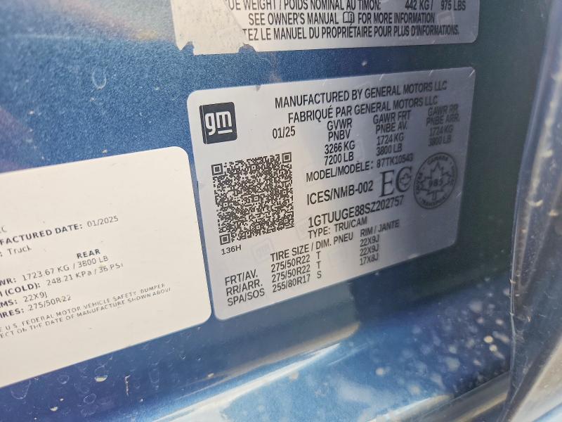 58369076 :رقم المزاد ، 1GTUUGE88SZ202757 vin ، 2025 Gmc Sierra مزاد بيع