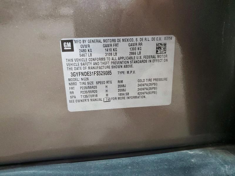 57483966 :رقم المزاد ، 3GYFNDE31FS529085 vin ، 2015 Cadillac Srx مزاد بيع