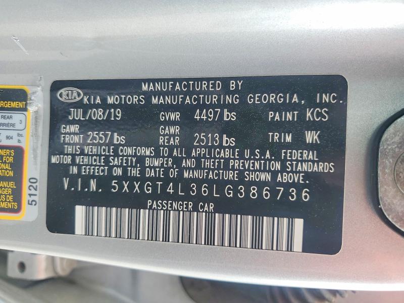 Продажа на аукционе авто 2020 Kia Optima, vin: 5XXGT4L36LG386736, номер лота: 57719496