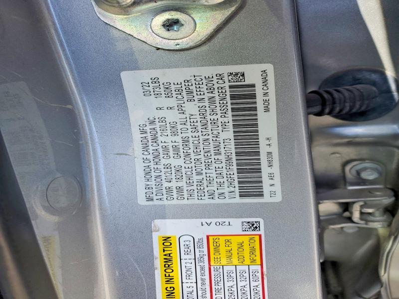 Aukcja sprzedaży 2022 Honda Civic, vin: 2HGFE1F99NH317173, numer aukcji: 55388326