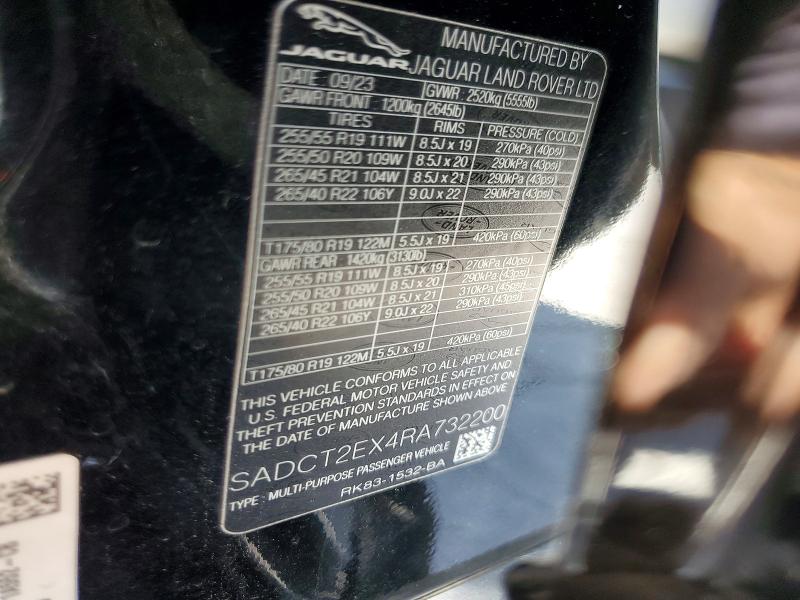 55440306 :رقم المزاد ، SADCT2EX4RA732200 vin ، 2024 Jaguar F-pace مزاد بيع