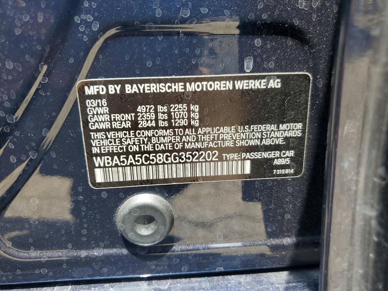 55842646 :رقم المزاد ، WBA5A5C58GG352202 vin ، 2016 Bmw 528 مزاد بيع