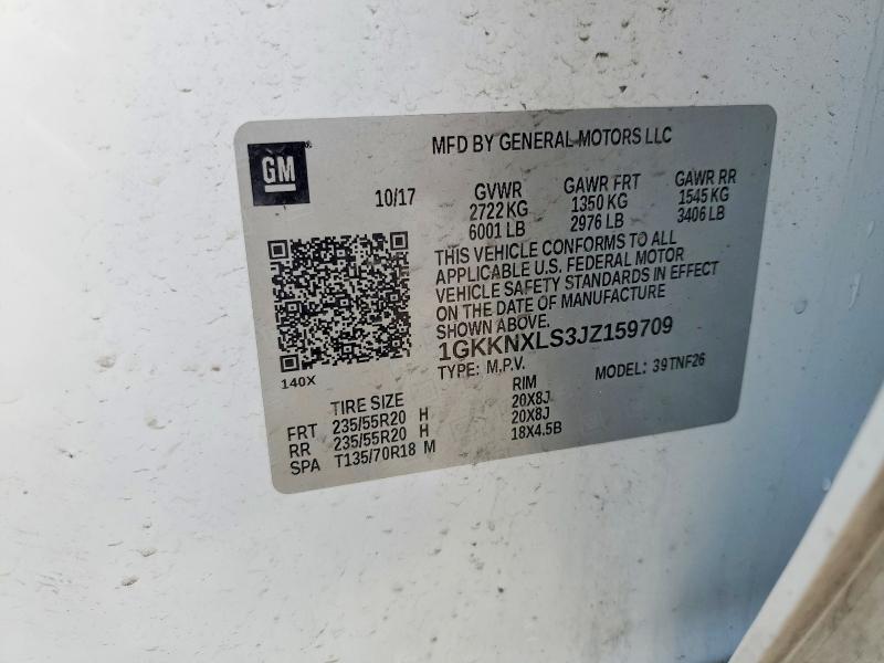 Aukcja sprzedaży 2018 Gmc Acadia, vin: 1GKKNXLS3JZ159709, numer aukcji: 58737206