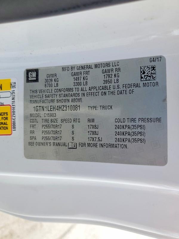 55764296 :رقم المزاد ، 1GTN1LEH4HZ310081 vin ، 2017 Gmc Sierra مزاد بيع