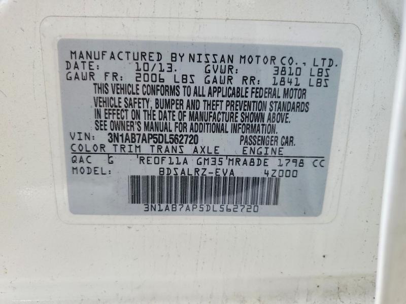 51923866 :رقم المزاد ، 3N1AB7AP5DL562720 vin ، 2013 Nissan Sentra مزاد بيع