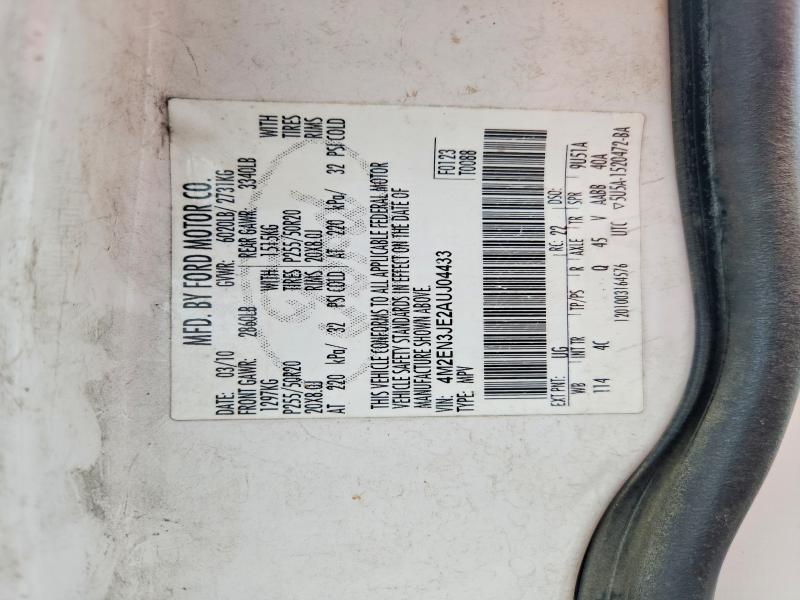 2010 Mercury Mountaineer მანქანა იყიდება აუქციონზე, vin: 4M2EN3JE2AUJ04433, აუქციონის ნომერი: 58875466